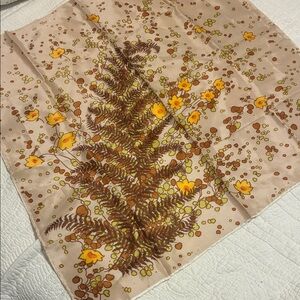 Floral Print Scarf with Fern Design